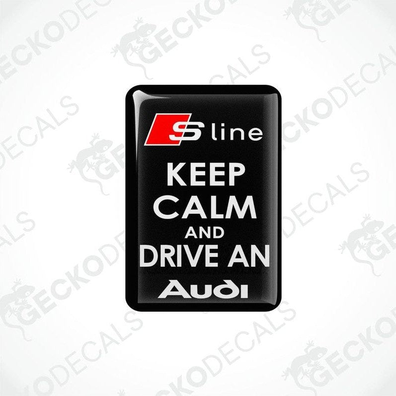 White text Audi S line vinyl decal with raised dome coating