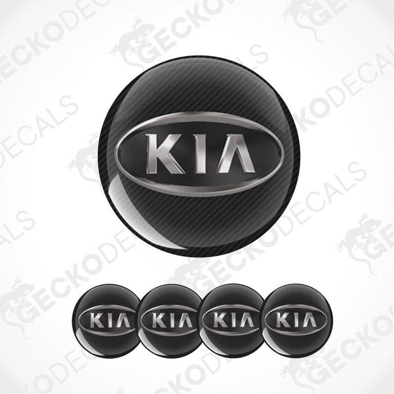 Kia logo and five smaller Kia logos on a white background with 'Gecko Decals' branding.