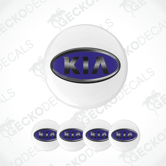 KIA logo on a white background with multiple decals.