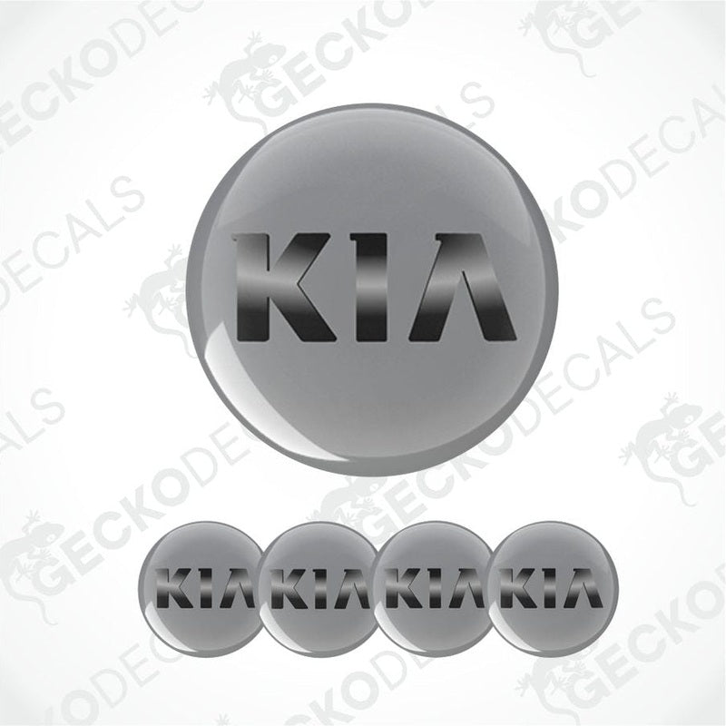 Kia logo on a metallic gray background