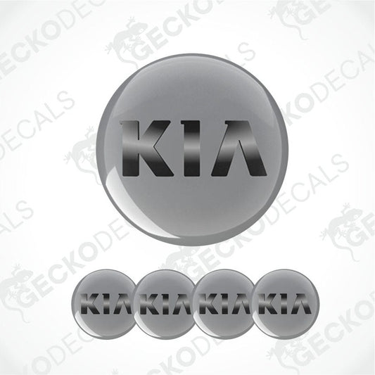Kia logo on a metallic gray background