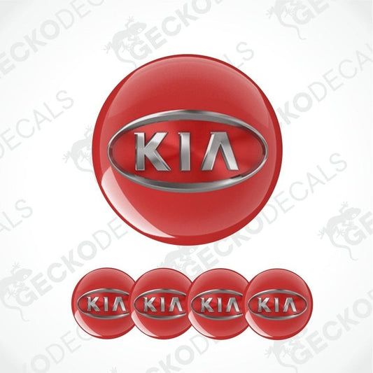 Kia logo in red circle with five smaller logos below on a white background.
