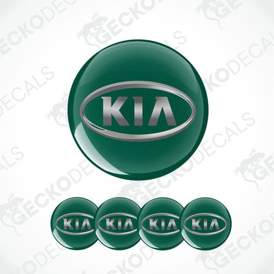 Kia logo in green and silver on a white background