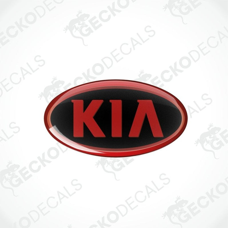  Red and black vinyl stickers with the KIA brand logo in the center.