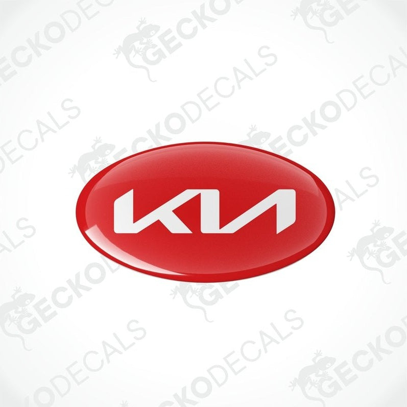 Red oval-shaped vinyl decals with the KIA logo in white.