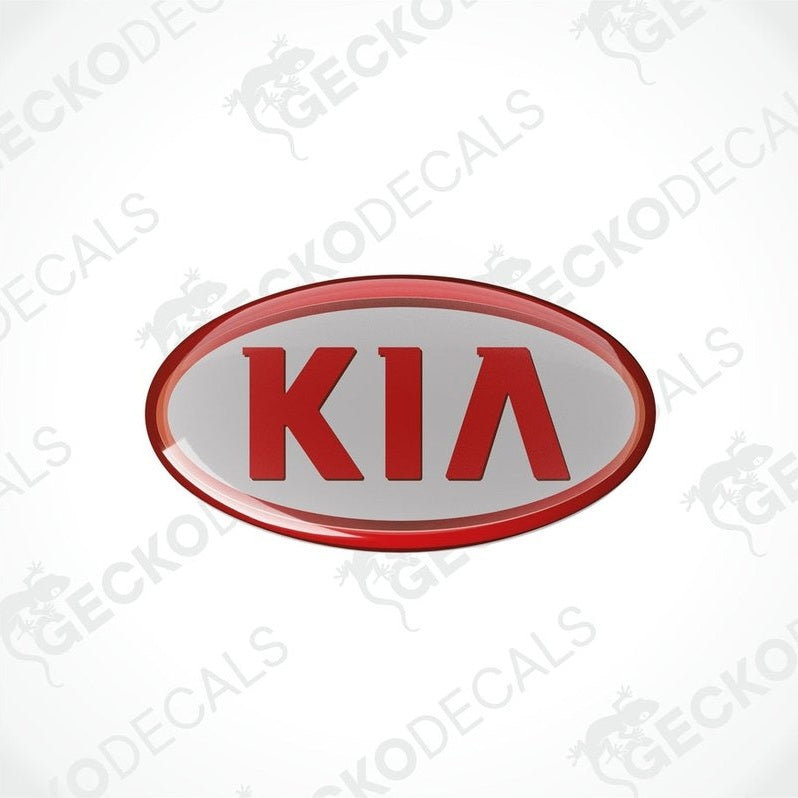 Red and grey stickers with the KIA brand logo in the center.