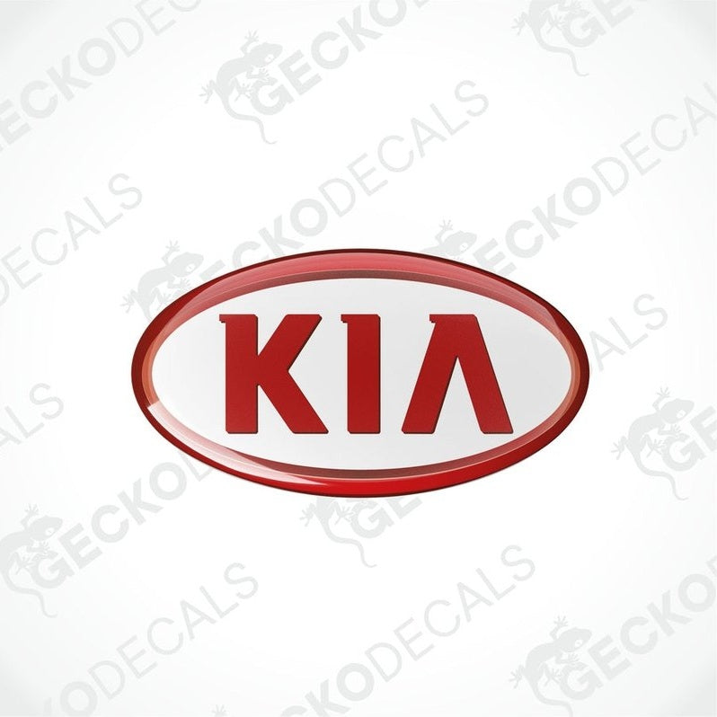  Red and white stickers with the KIA brand logo in the center.