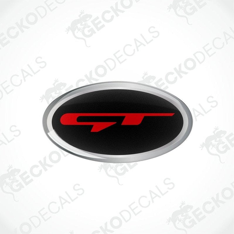 Black, red, and silver car decals with the GT logo.