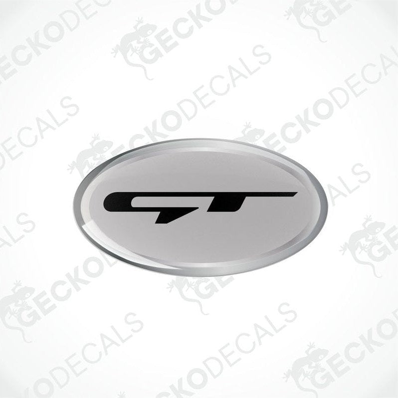 Crey,black, and silver car decals with the GT logo.