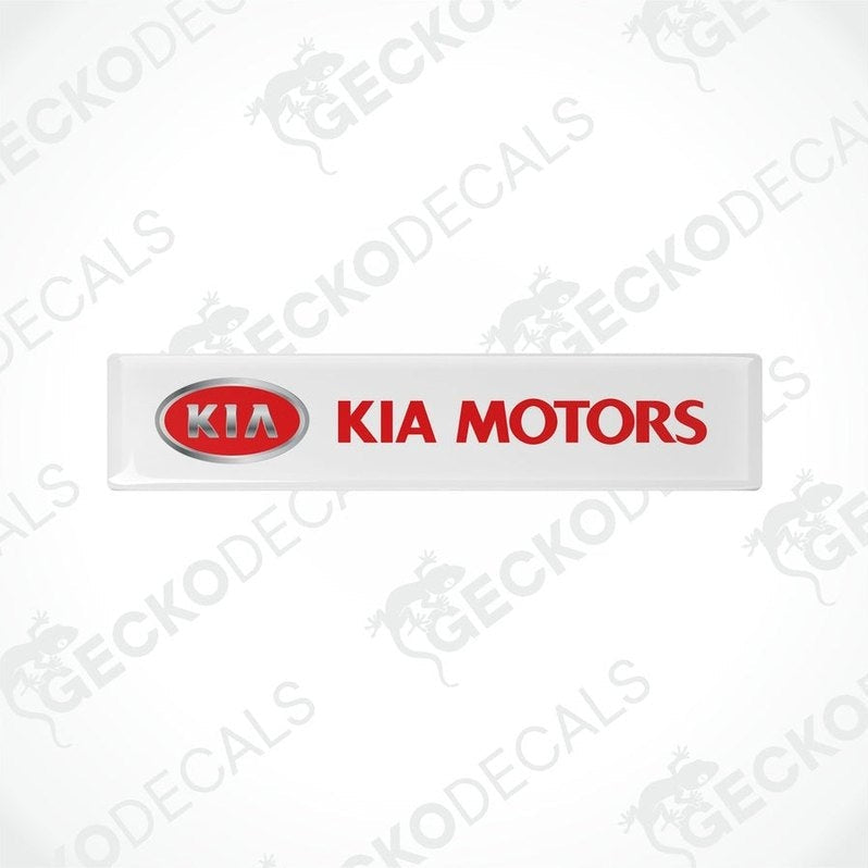 White ivinyl stickers with the Kia Motors logo in red and white.