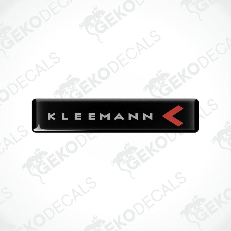  Black vinyl decals with the text 'KLEEMANN' and a red arrow symbol on them.