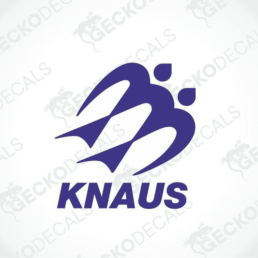 A purple die cut decal with the KNAUS brand logo.