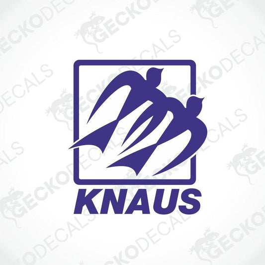 A purple die cut decal with the KNAUS brand logo.