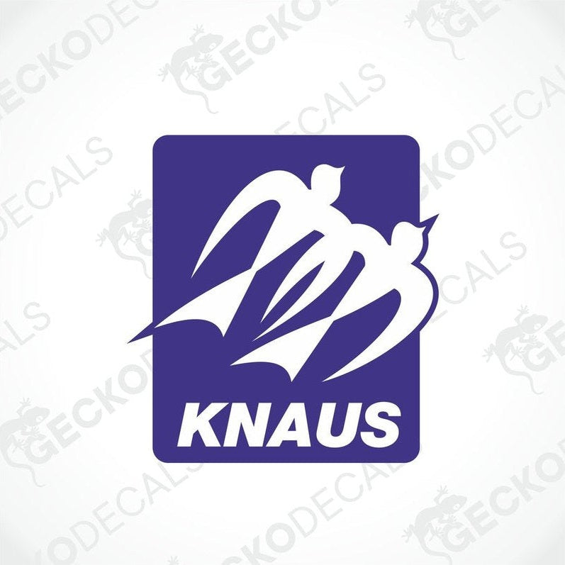 A purple die cut decal with the KNAUS brand logo.