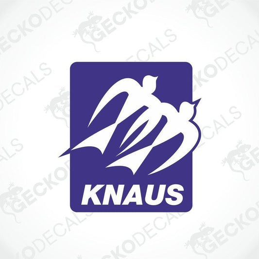 A purple die cut decal with the KNAUS brand logo.