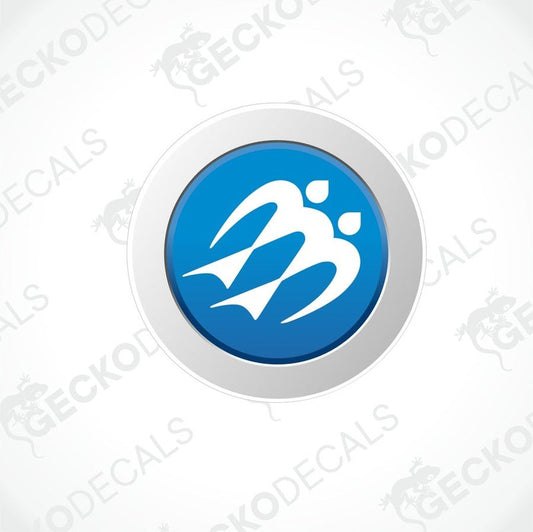 KNAUS caravan printed decal with blue gradient center and white abstract logo for interior or exterior use