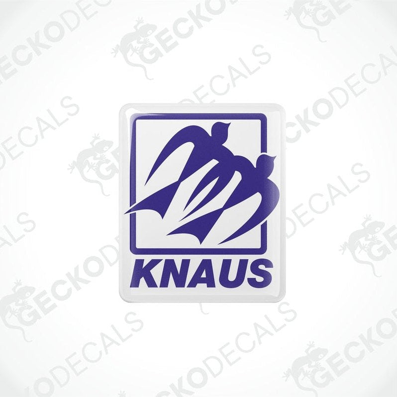 Two blue and white vinyl stickers with the KNAUS brand logo.