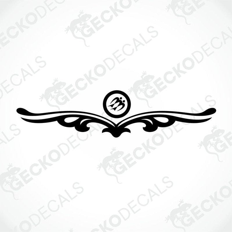 Rear decal for a white KNAUS caravan with red decorative elements and the KNAUS logo.