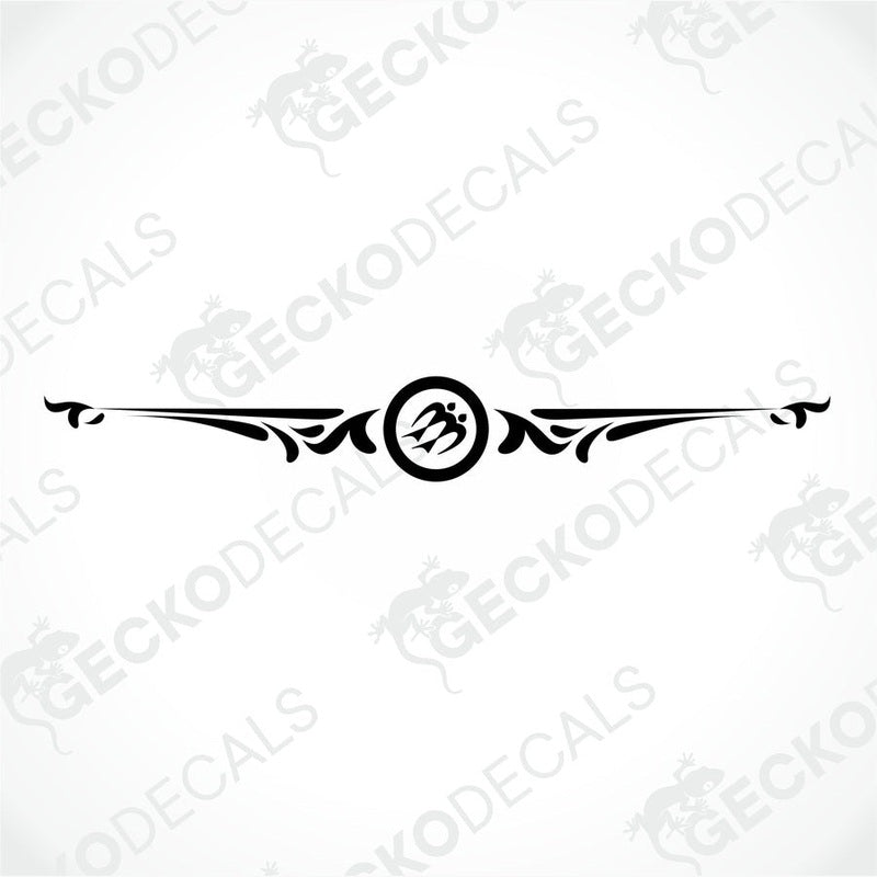 Rear decal for a KNAUS vehicle, featuring a white background with red and black decorative elements and text.