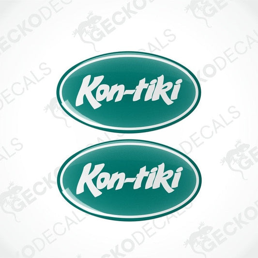 KON-TIKI epoxy resin vinyl decals teal-green with domed finish