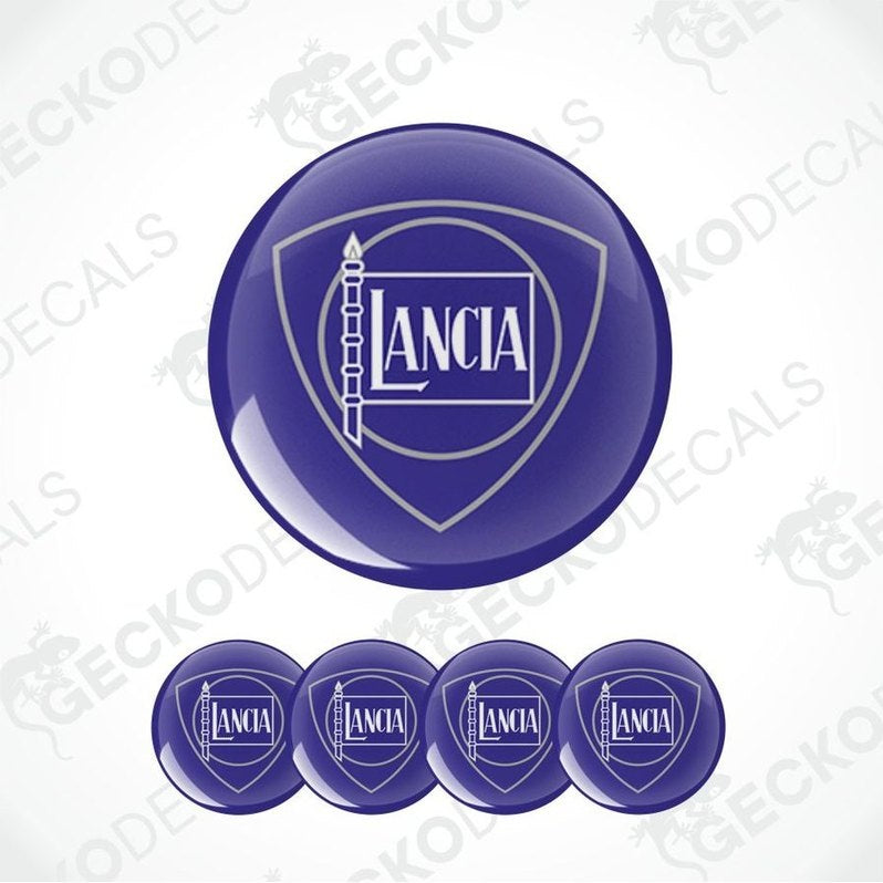 Set of Lancia logo stickers on a white background