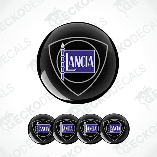 Set of Lancia logo stickers on a white background