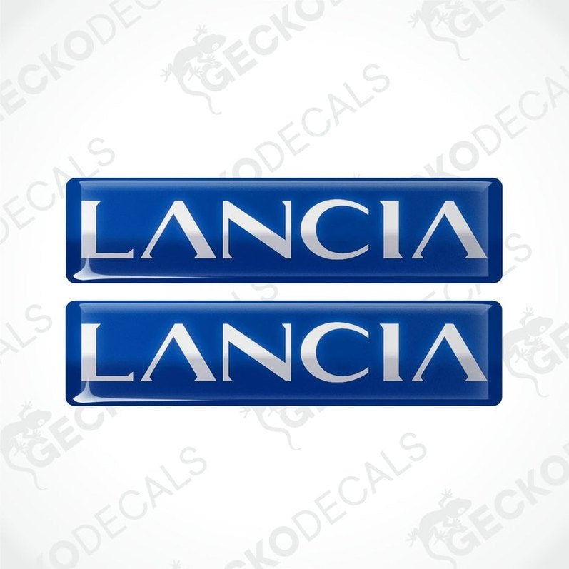 Two blue Lancia logos on a white background with 'Gecko Decals' branding.