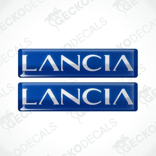 Two blue Lancia logos on a white background with 'Gecko Decals' branding.