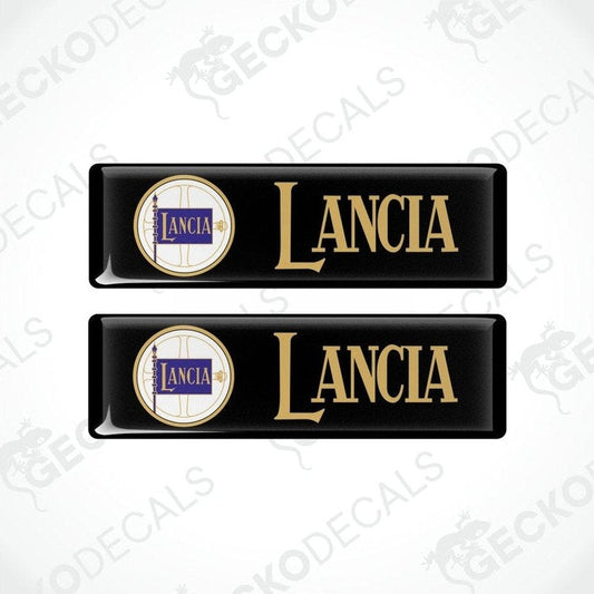 Two Lancia logo decal stickers on a white background with 'Gecko Decals' branding.