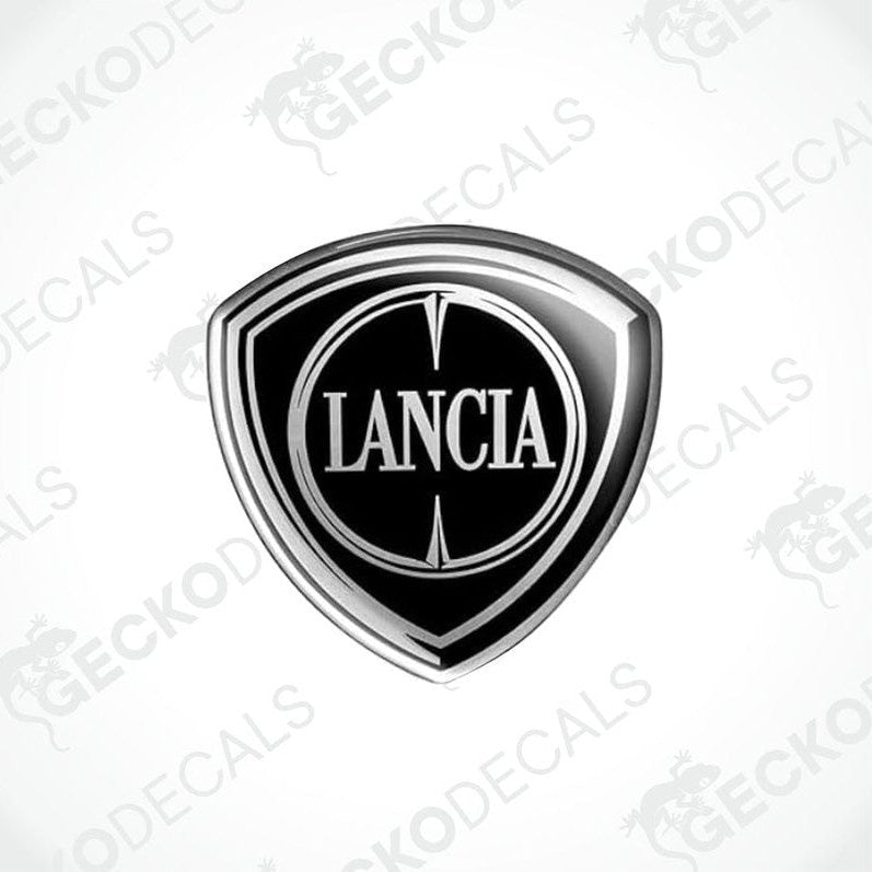 Silver and black vinyl decals with the LANCIA brand logo.