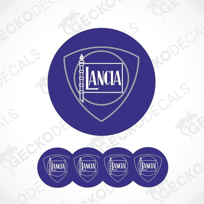 Lancia logo decal set on a white background with 'Gecko Decals' watermark.
