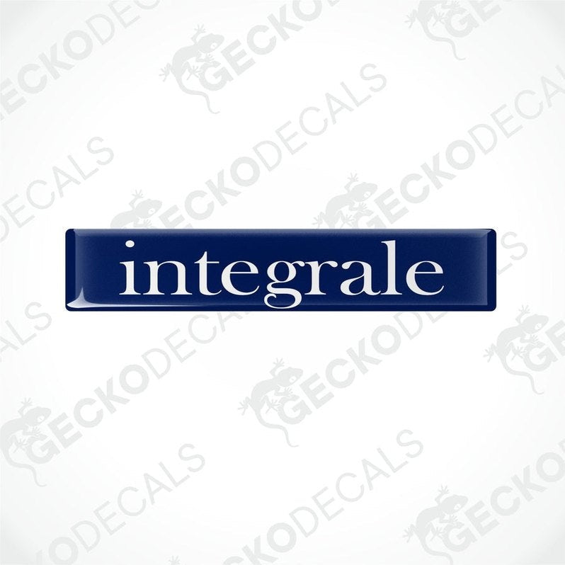 Blue vinyl decals with the word 'integrale' written in white letters.