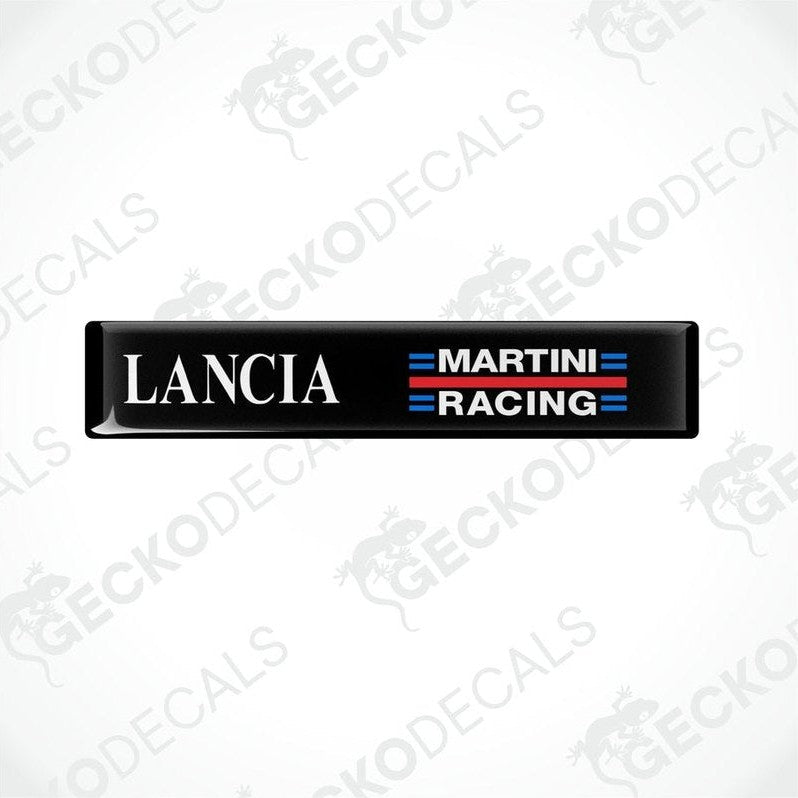 Black vinyl decals with 'LANCIA MARTINI RACING' text in white and red
