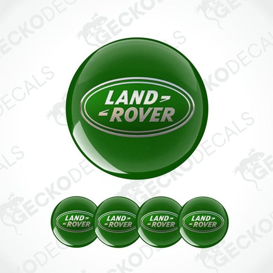 Green Land Rover logo buttons on a white background with 'Gecko Decals' branding.