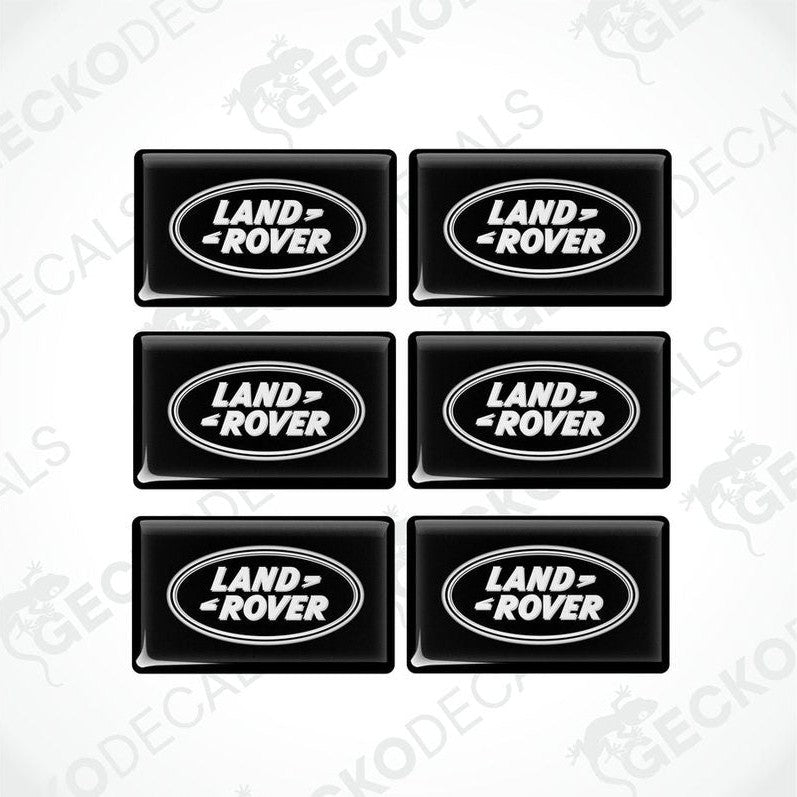 Set of six black and white vinyl decals with the Land Rover logo.