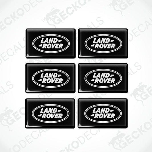 Set of six black and white vinyl decals with the Land Rover logo.