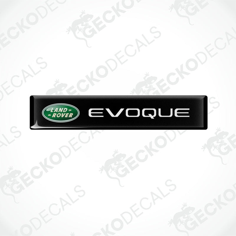 Black vinyl stickers with the Land Rover Evoque branding, placed against a white background.