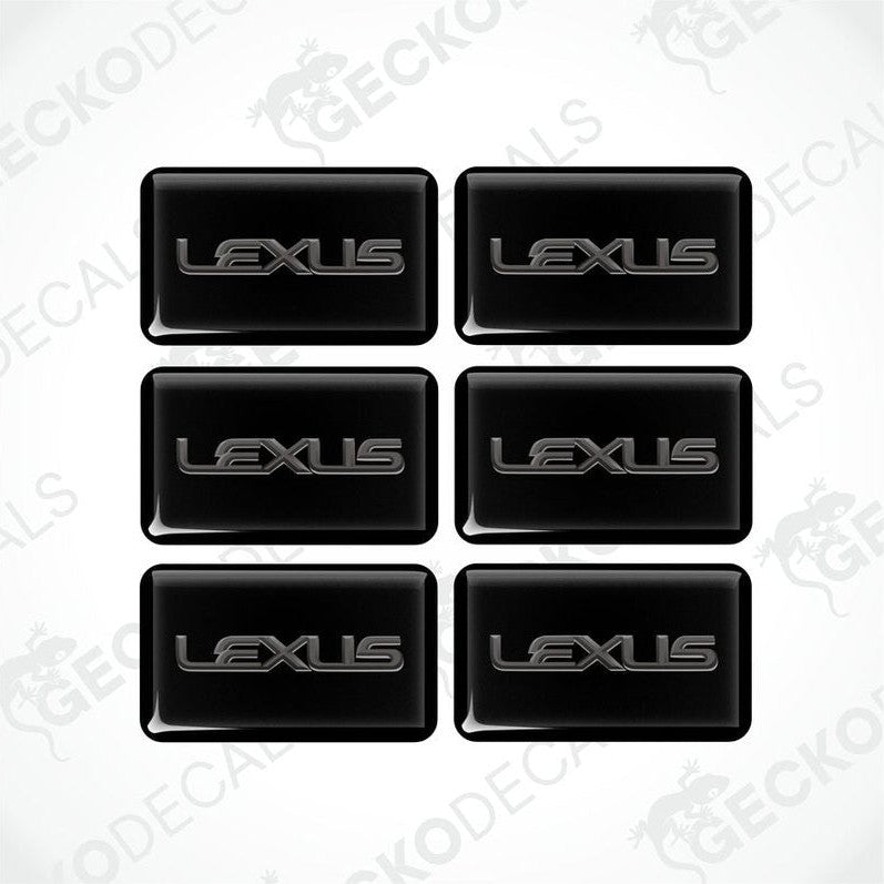A set of six black vinyl decals with the LEXUS logo in grey.