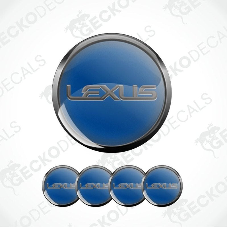 Lexus logo decal with blue and silver design on a white background