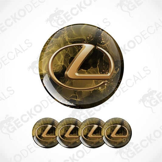 Gold Lexus logo and letter 'L' decal on a white background with 'Gecko Decals' watermark.