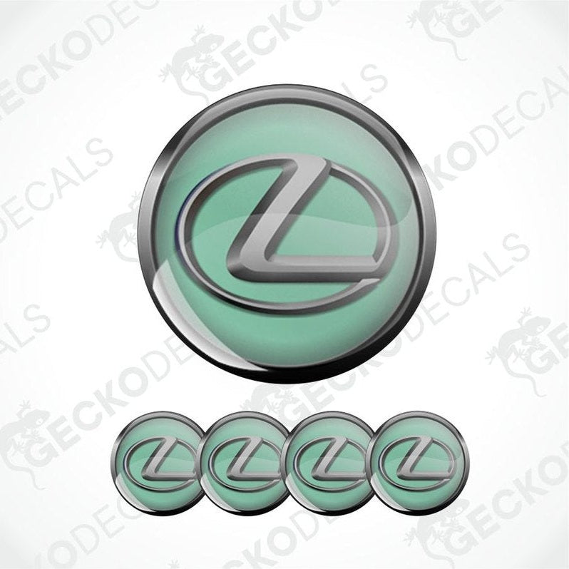 Set of Lexus logos in green and silver on a white background with 'GECKODECALS' branding.