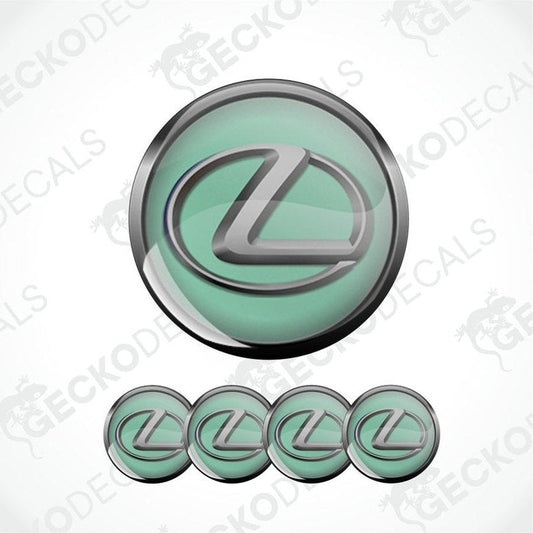 Set of Lexus logos in green and silver on a white background with 'GECKODECALS' branding.
