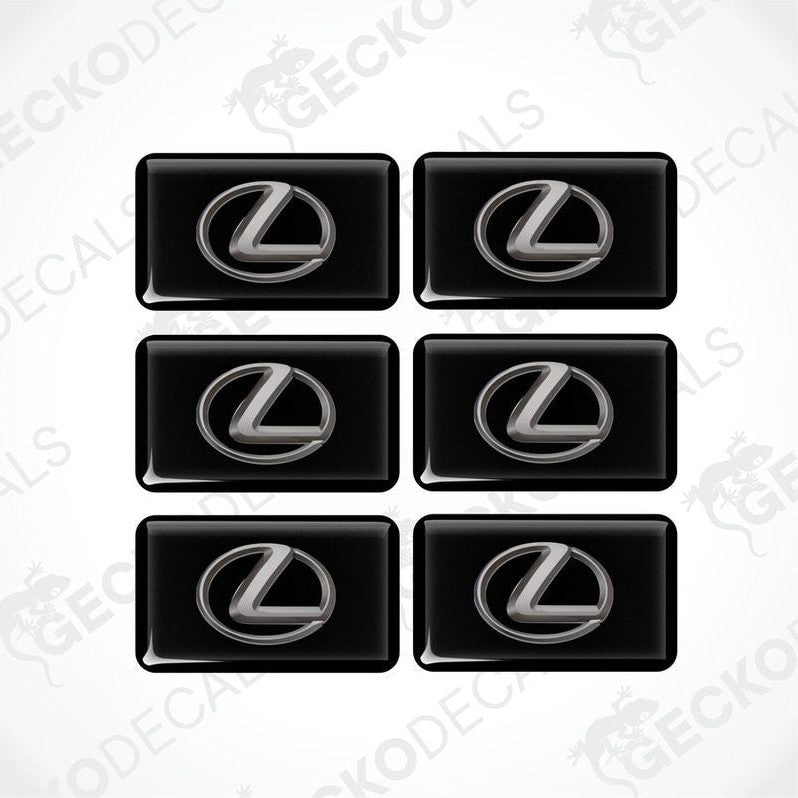 A set of six black vinyl decals with the LEXUS logo in silver.