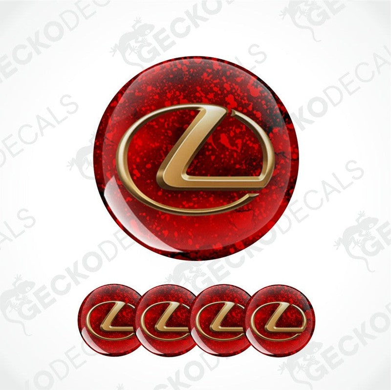 Red and gold Lexus logo decal on a white background with 'Gecko Decals' watermark.