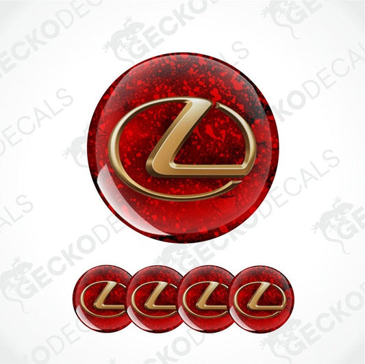Red and gold Lexus logo decal on a white background with 'Gecko Decals' watermark.