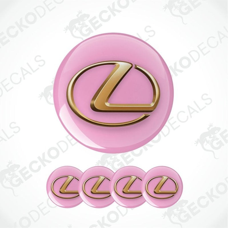 Pink Lexus logo with gold emblem on a white background
