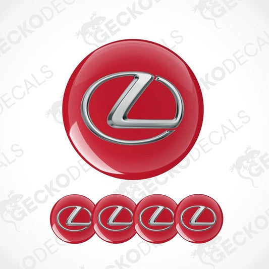 Red Lexus logo with a silver emblem on a white background