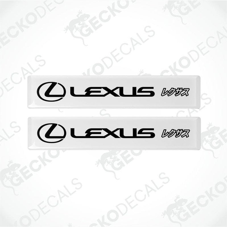Set of two white vinyl decals with the LEXUS logo in black.