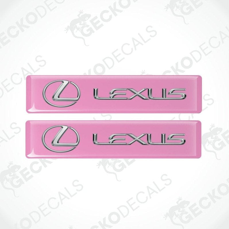 Two pink Lexus emblems on a white background with 'Gecko Decals' branding.
