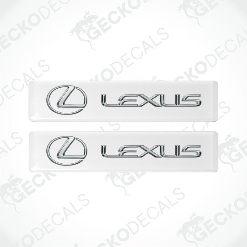 Two Lexus logo car stickers on a white background with 'Gecko Decals' branding.